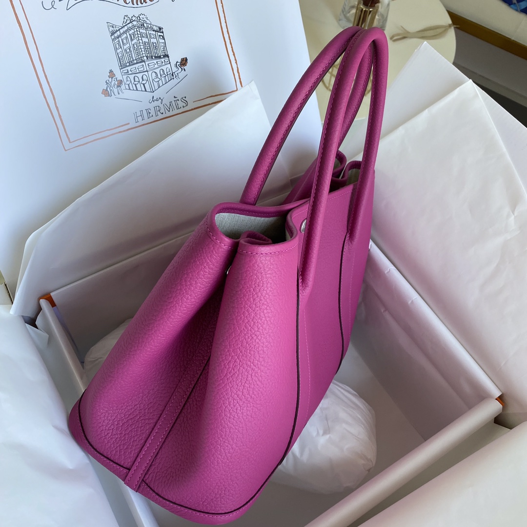 Hermes Garden Party 36cm Tote Handbag In Purple Clemence Leather